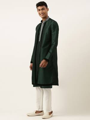Green embroidered layered kurtas 3
