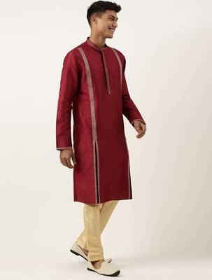 Maroon geometrical embroidery kurtas 4