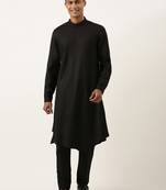 Black flared asymetric drape kurtas