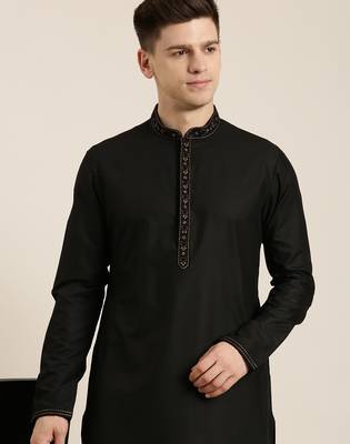 Black cotton dori embroidery kurtas 1