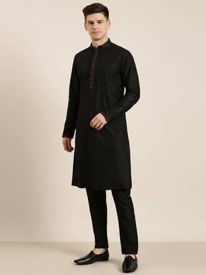 Black cotton dori embroidery kurtas 4