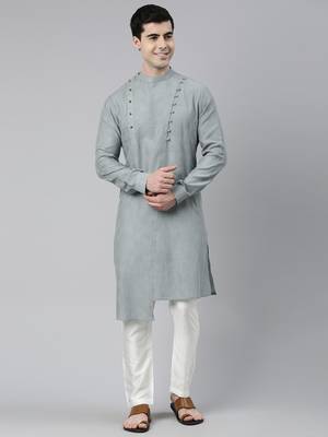 Light grey asymmetrical kurtas 1