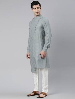Light grey asymmetrical kurtas 3