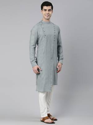 Light grey asymmetrical kurtas 4