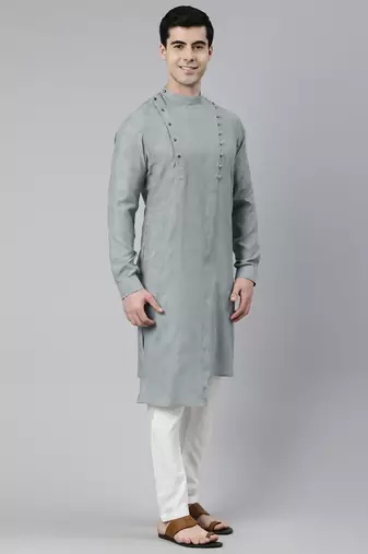 Light grey asymmetrical kurtas