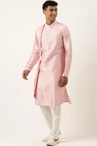 Pink embroidery angrakha kurtas