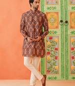 Navy print short kurta