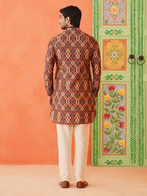 Navy print short kurta 2