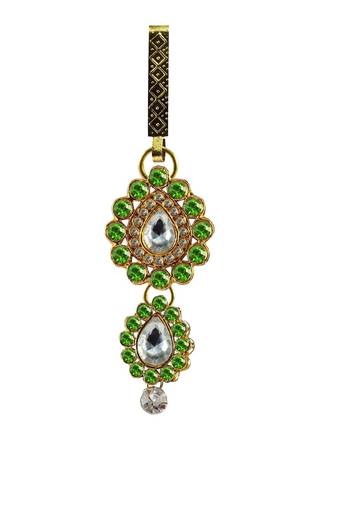 Satka Gold Platted Green Color Stone