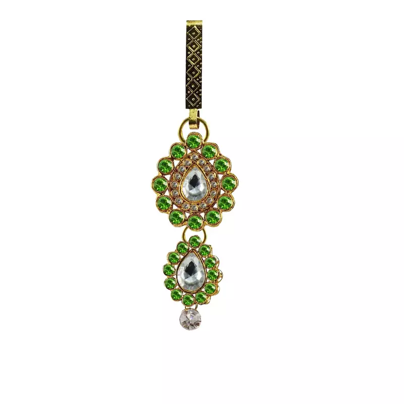 Satka Gold Platted Green Color Stone