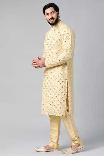 Gold mirror embroidery kurtas
