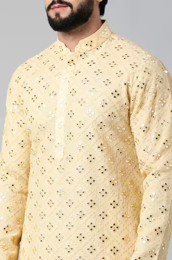 Gold mirror embroidery kurtas