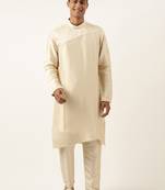 Beige pleated kurtas