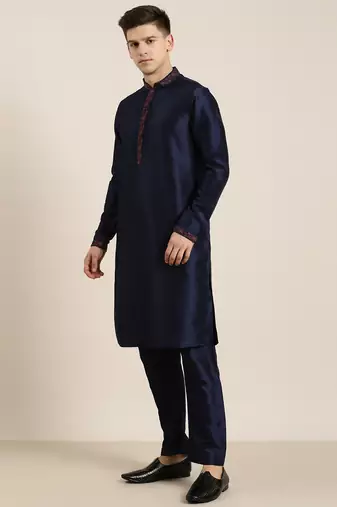 Navy pashmina embroidery kurtas