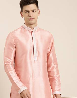 Peach silk embroidery kurtas 1