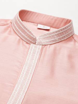 Peach silk embroidery kurtas 3