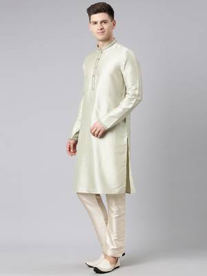 Pistachio silk embroidery kurtas 4