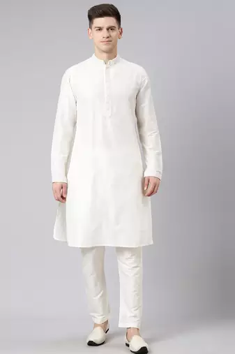 Cream dori embroidery kurta