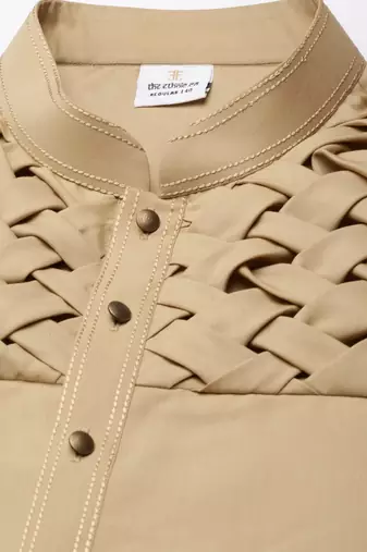 Beige smocking kurtas