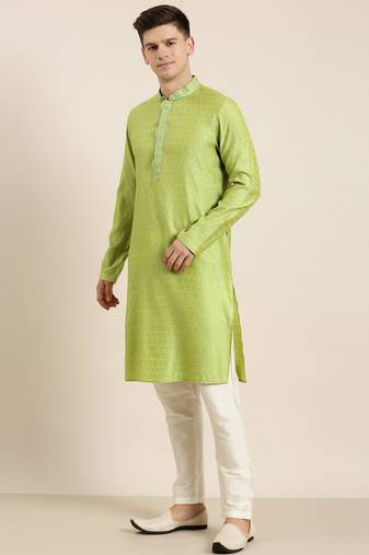 Jade green banarasi jacquard kurtas