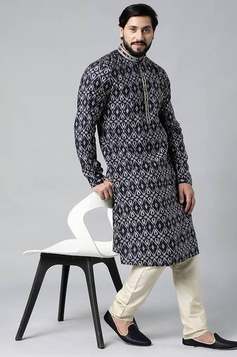 Midnight blue batik printed kurtas