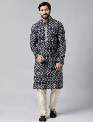 Midnight blue batik printed kurtas 2