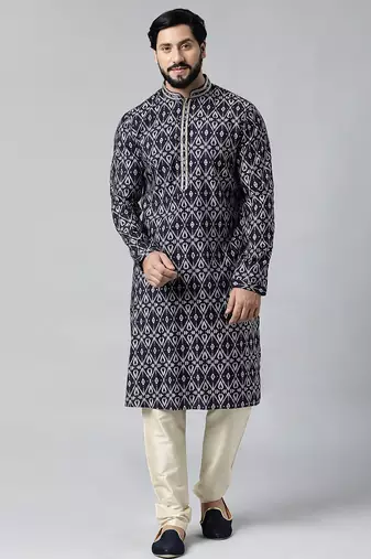 Midnight blue batik printed kurtas