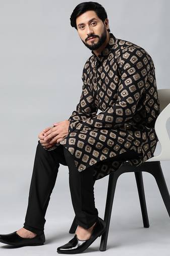 Black batik print kurtas