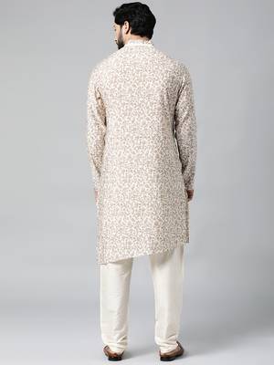 Cream block printed kurtas 3