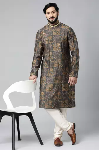 Grey block printed kurtas