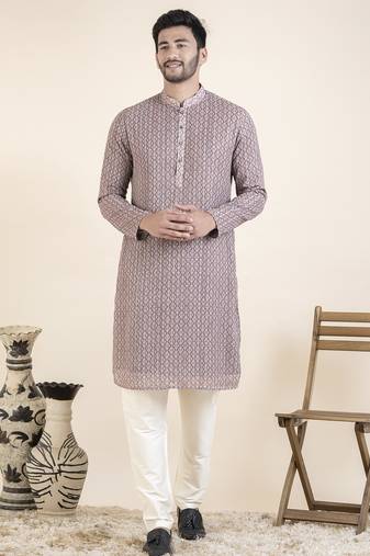 Grey rust printed kurtas