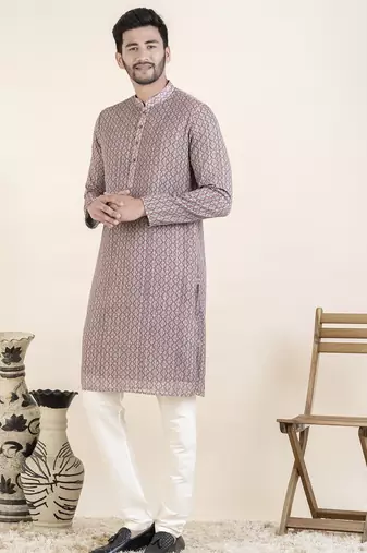 Grey rust printed kurtas