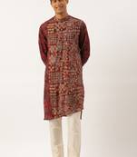 Maroon printed angrakha kurtas