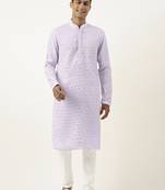 Lavender mirror embroidered georgette kurtas