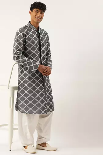 Grey gota embroidery kurtas