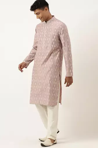 Old rose khadi print kurtas