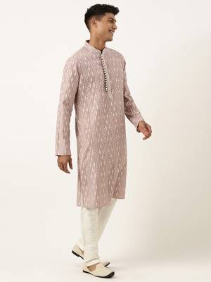 Old rose khadi print kurtas 4