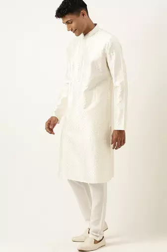 White sequin kurtas