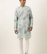 Light blue sequin embroidery kurtas