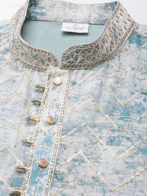 Light blue sequin embroidery kurtas 2