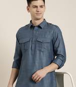 Denim blue cotton pathani with salwar