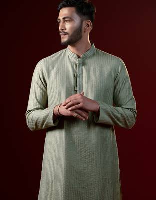 Greenish grey embroidered kurtas 3