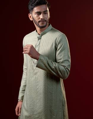 Greenish grey embroidered kurtas 4