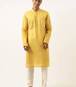 Yellow embroidered kurtas