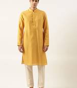 Mustard yellow embroidered kurtas