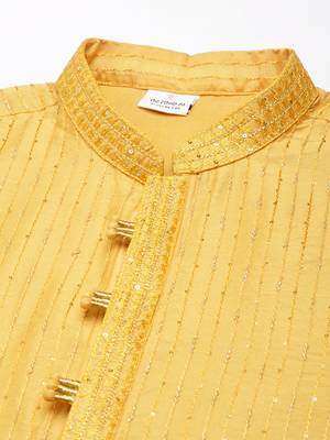 Mustard yellow embroidered kurtas 2