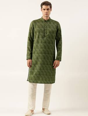 Olive printed sequin embroidered kurtas 1