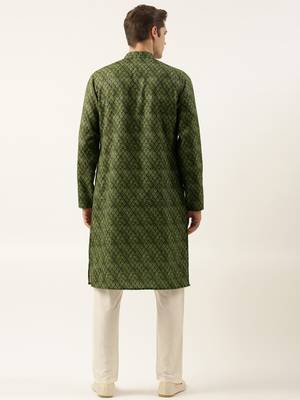 Olive printed sequin embroidered kurtas 4