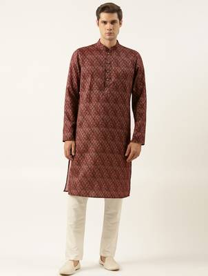 Maroon printed sequin embroidered kurtas 1