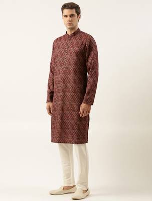 Maroon printed sequin embroidered kurtas 3